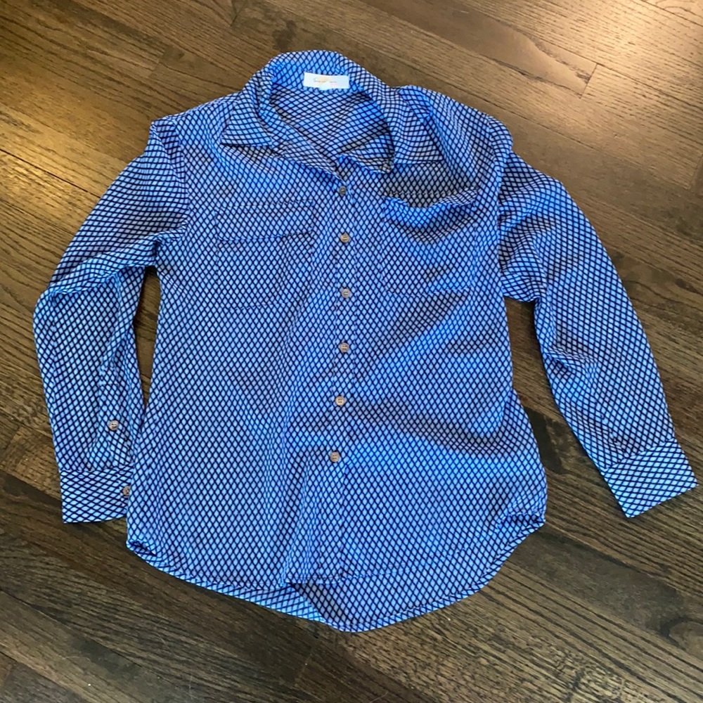 Two by Vince Camuto Blue Patterned Button Shirt XS